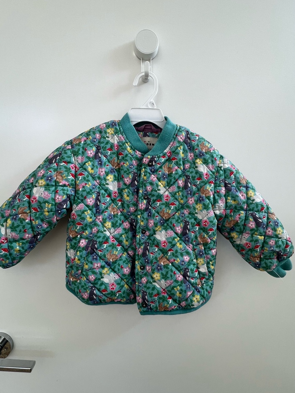 Green Floral Quilted Kids Jacket